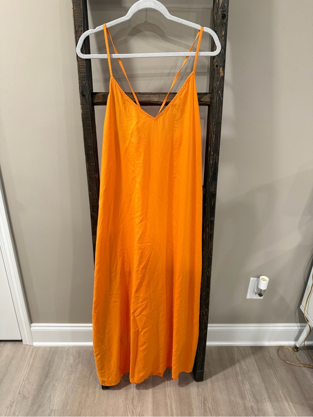 Old Navy Orange Tie-Back V-Neck Maxi Slip Dress